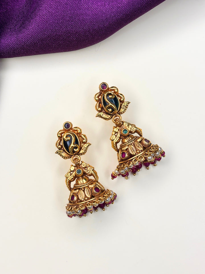 Crimson Vine Jhumkas