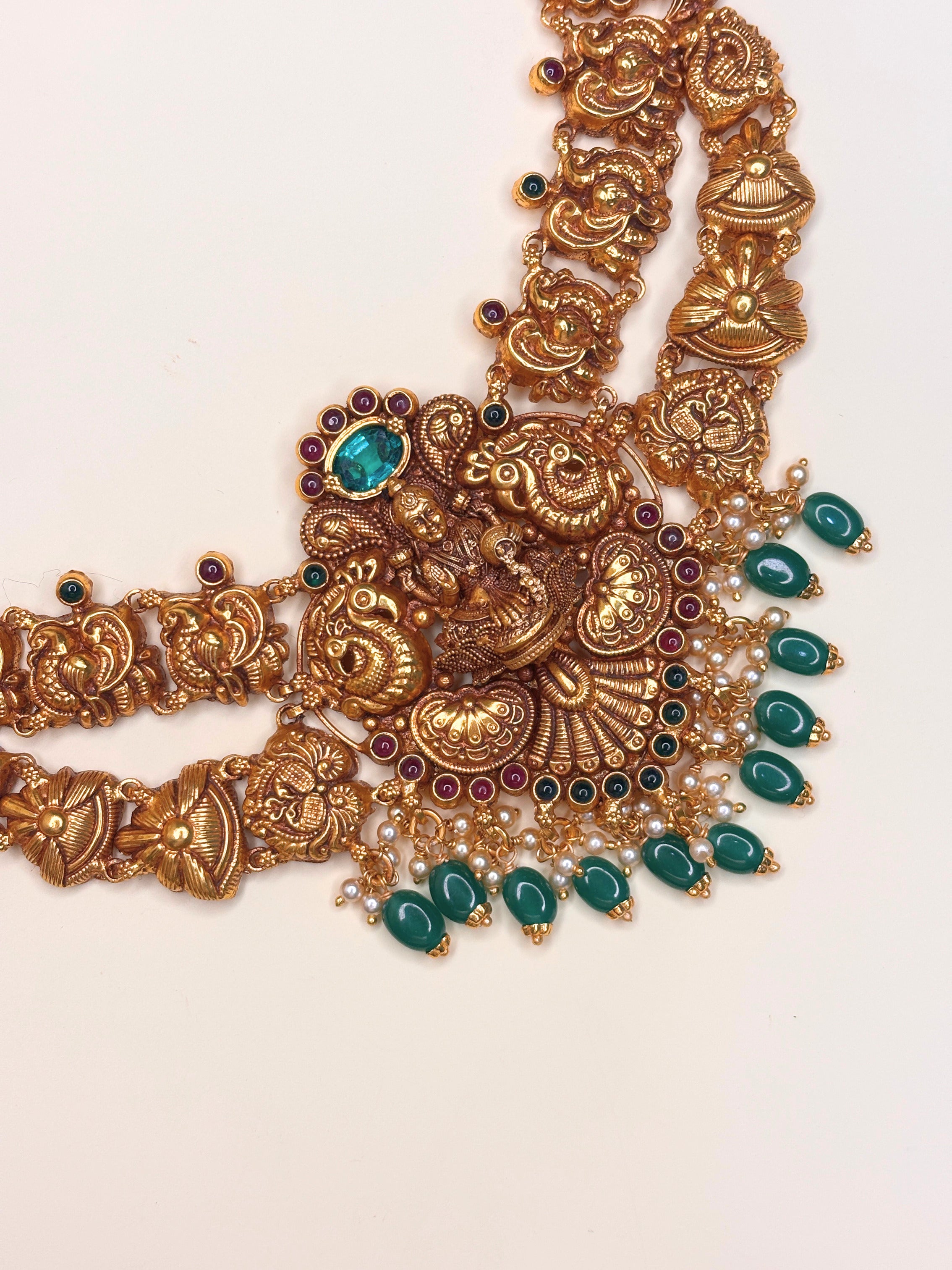 Dhanalakshmi Green Long Necklace
