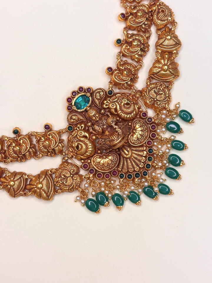 Dhanalakshmi Green Long Necklace