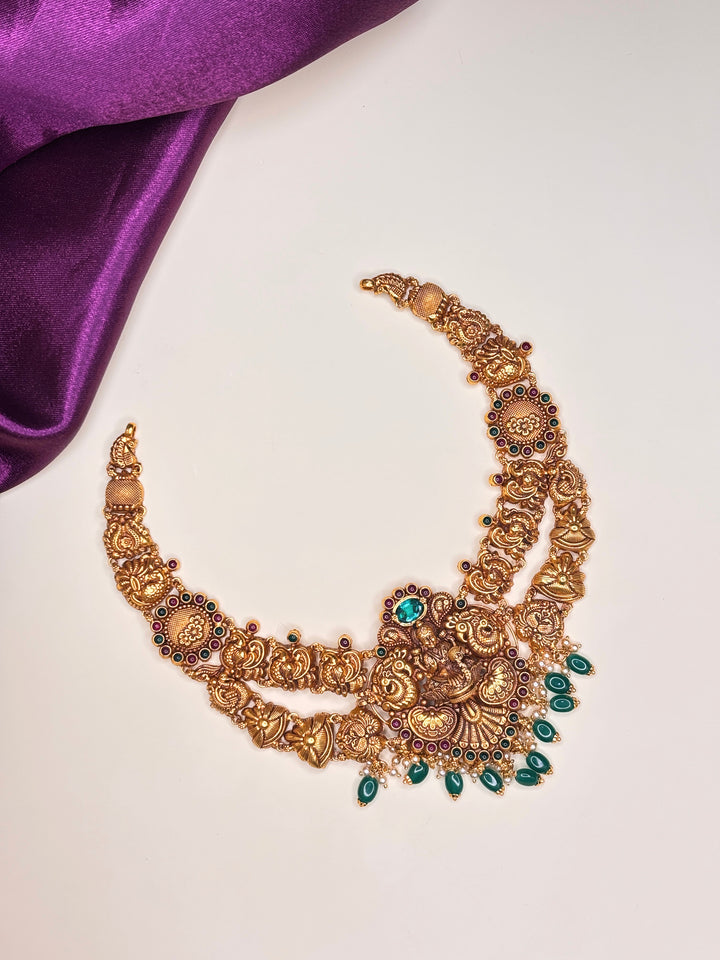 Dhanalakshmi Green Short Necklace