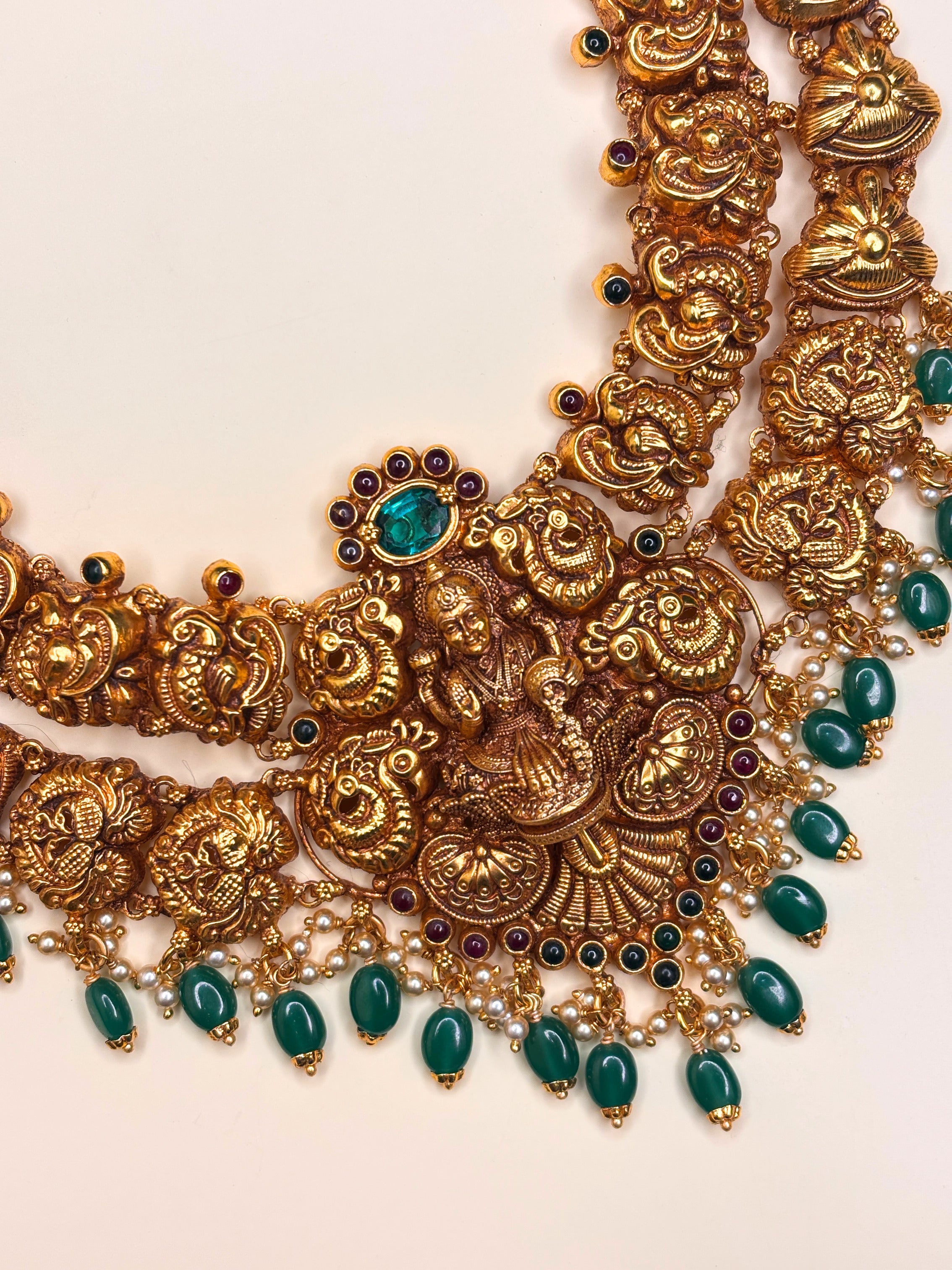 Dhanalakshmi Green Short Necklace