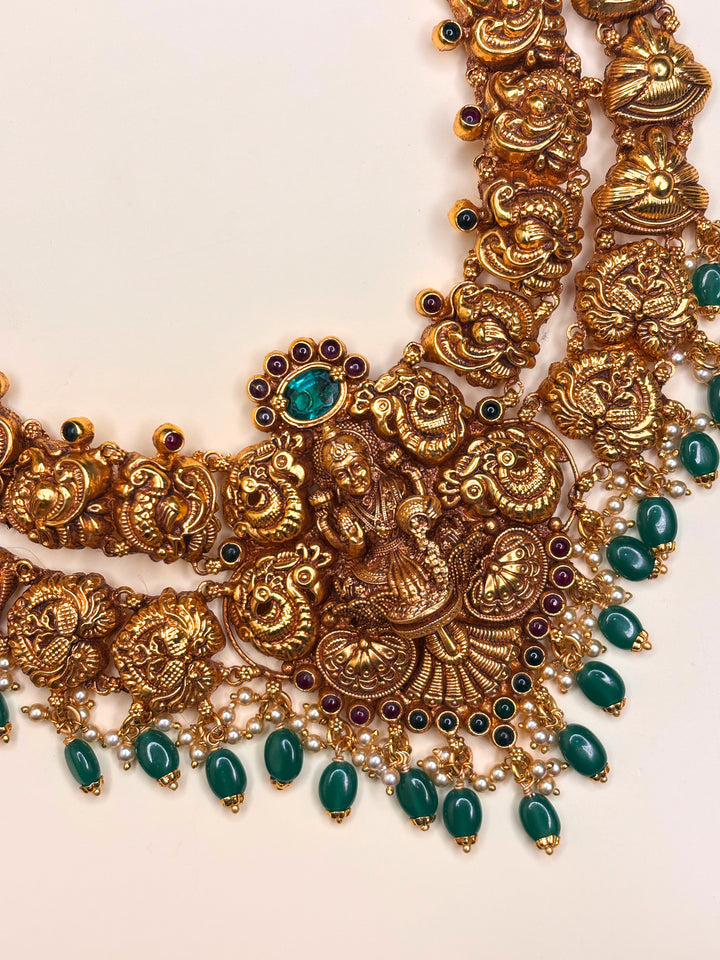 Dhanalakshmi Green Short Necklace
