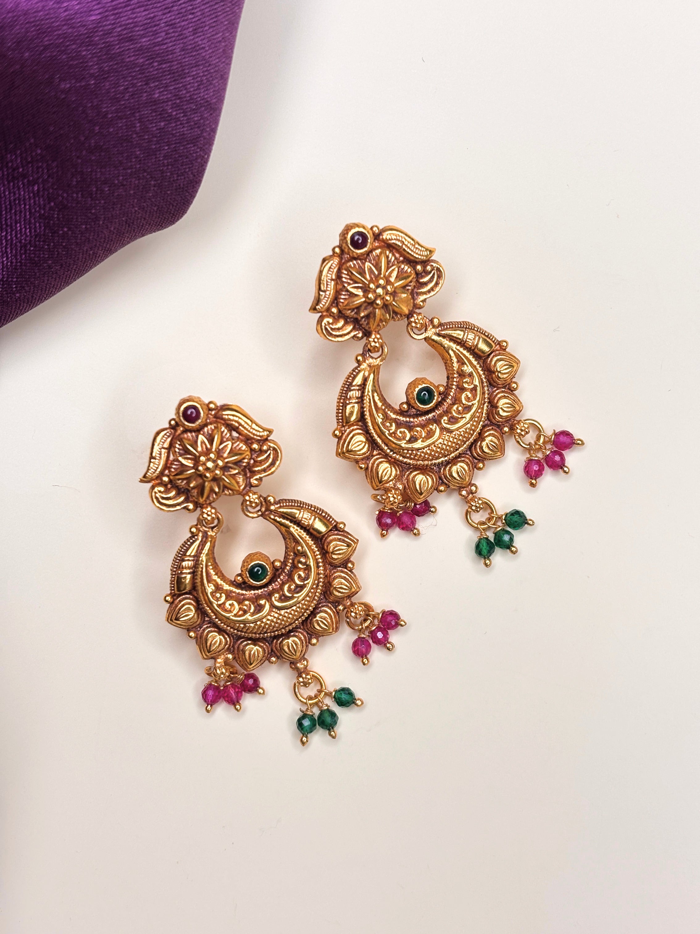 Floral Chandbali Drops