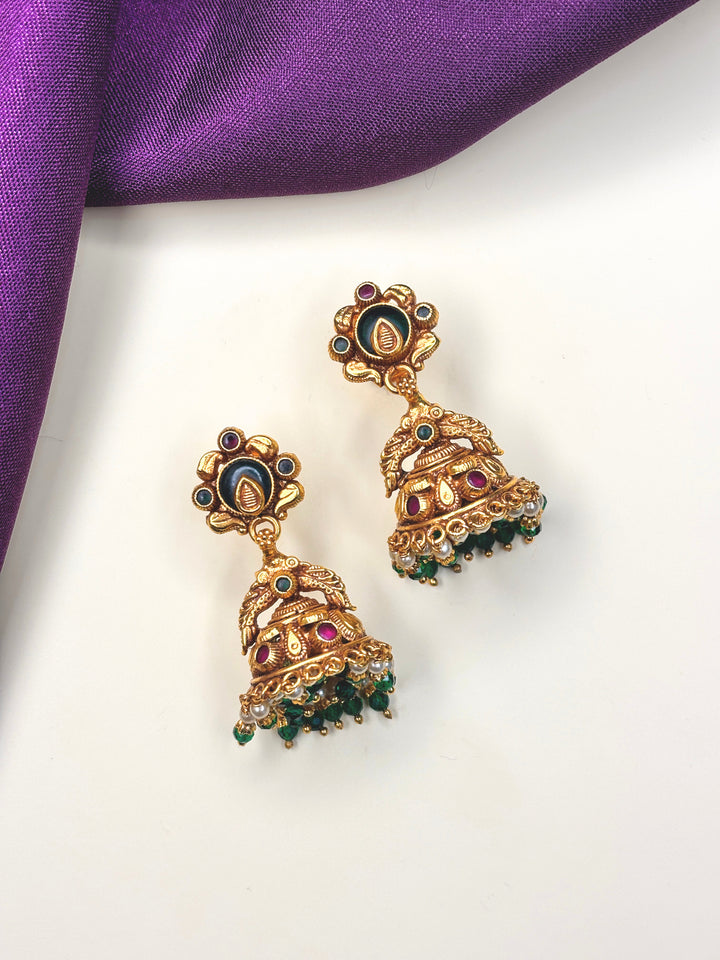 Green Bell Jhumkas