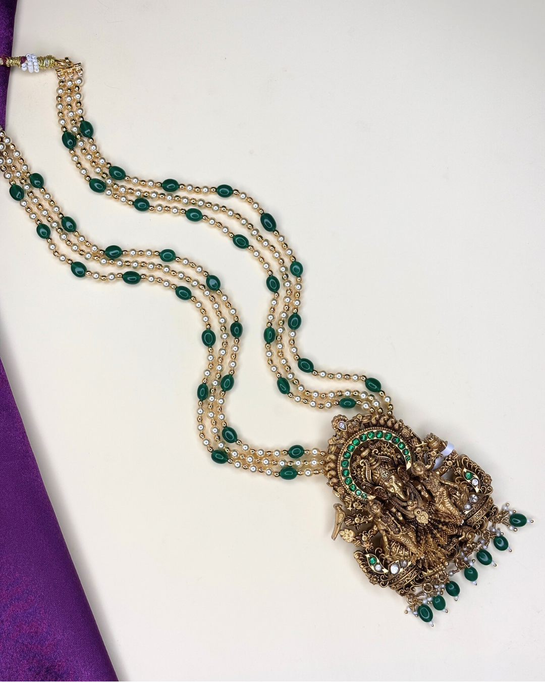 Antique Ganesh Pendant with Beads Necklace