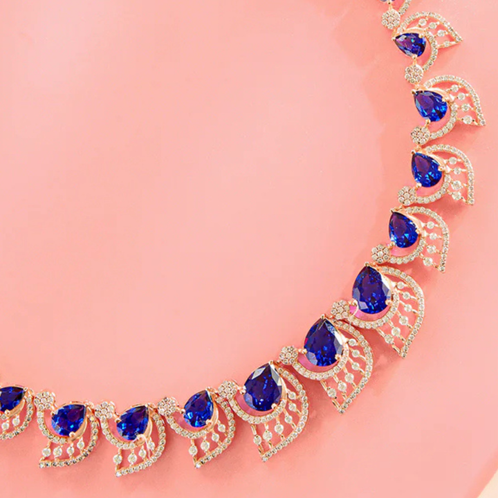 Blue Teardrop Necklace Set