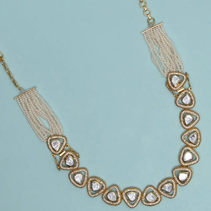 Pearl White Stone Choker Necklace Cum Bracelet Set
