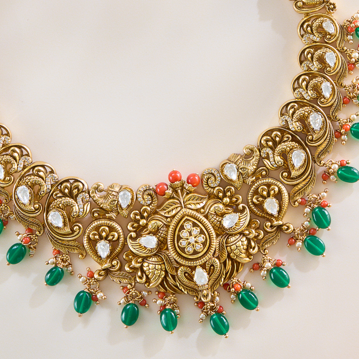 Eira Nakas Green Beads Moissanite Necklace Set