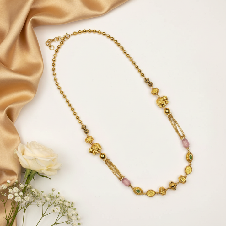 Elephant Bloom Mala with Gold Accents