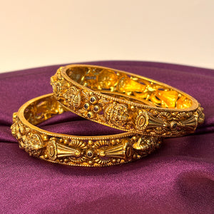 Antique Gold Bangle with Temple Motifs