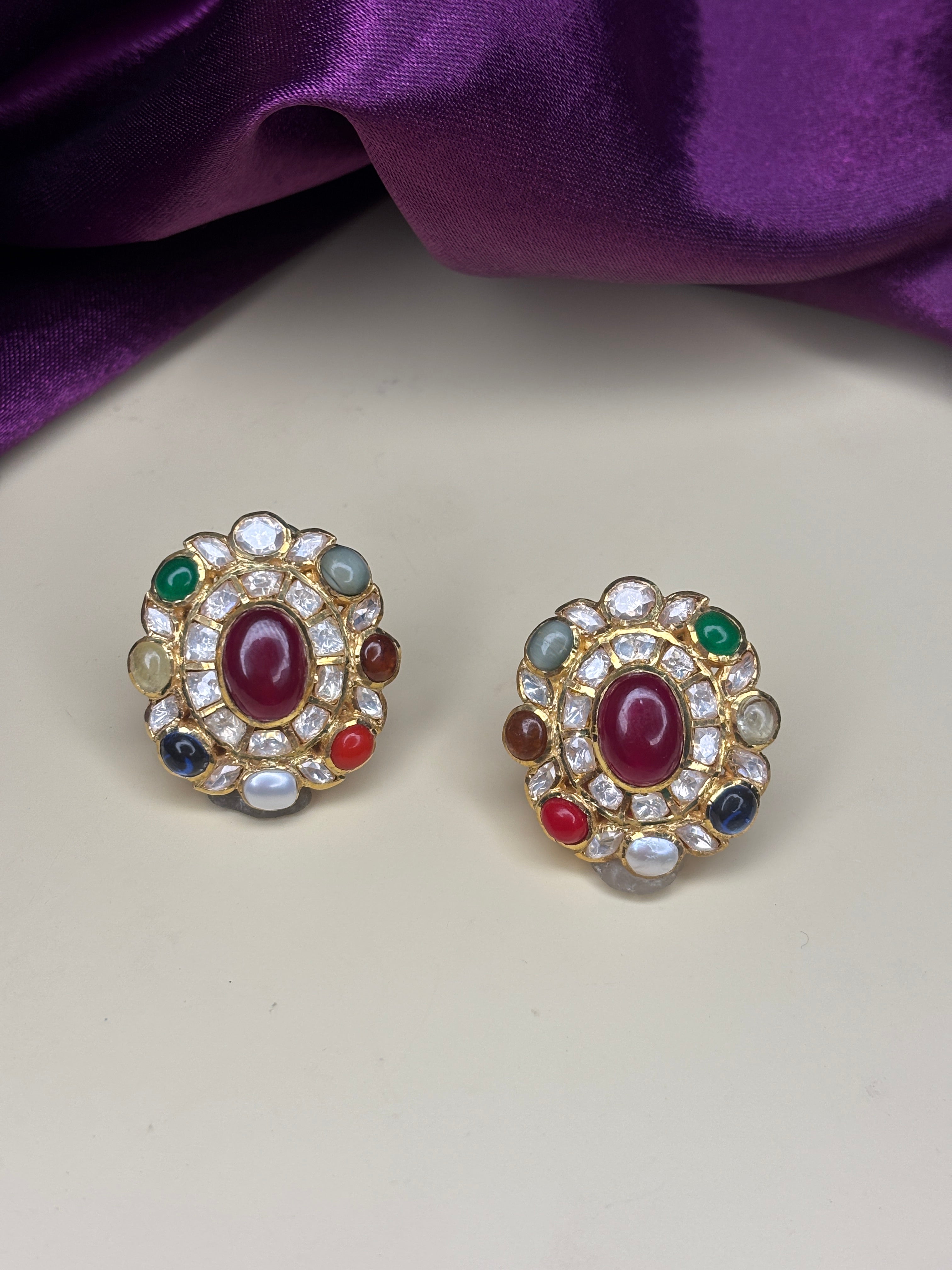 Navrathan Stud Earrings