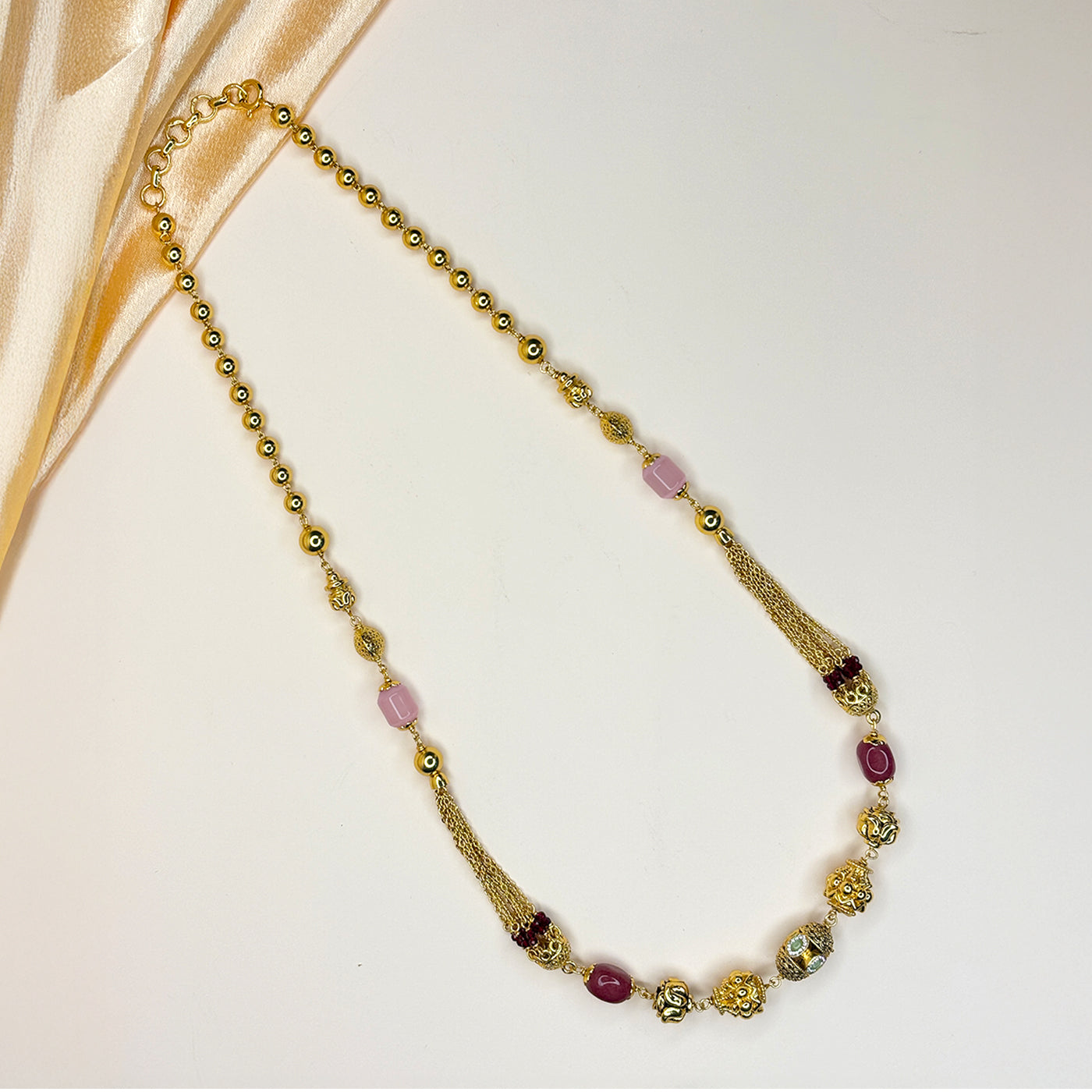 Blush Gold Mala with Semi-Precious Accents