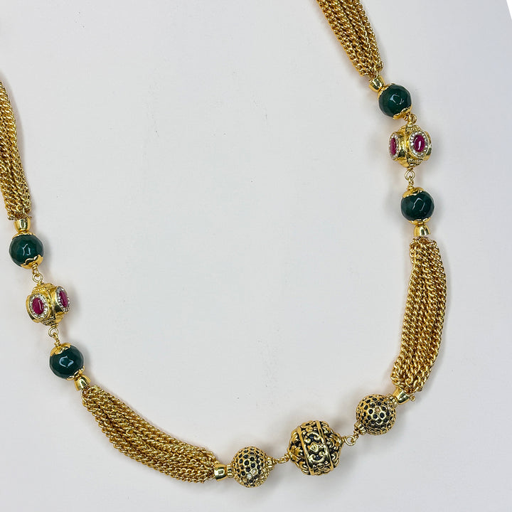 Traditional Green Aura Mala with Decorative Accents