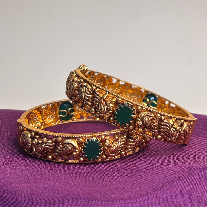 Green Peacock Stone Bangle set