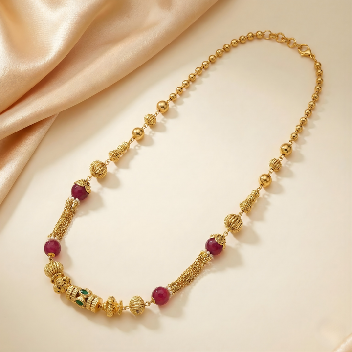 Pink Royal Mala with Gold Motifs