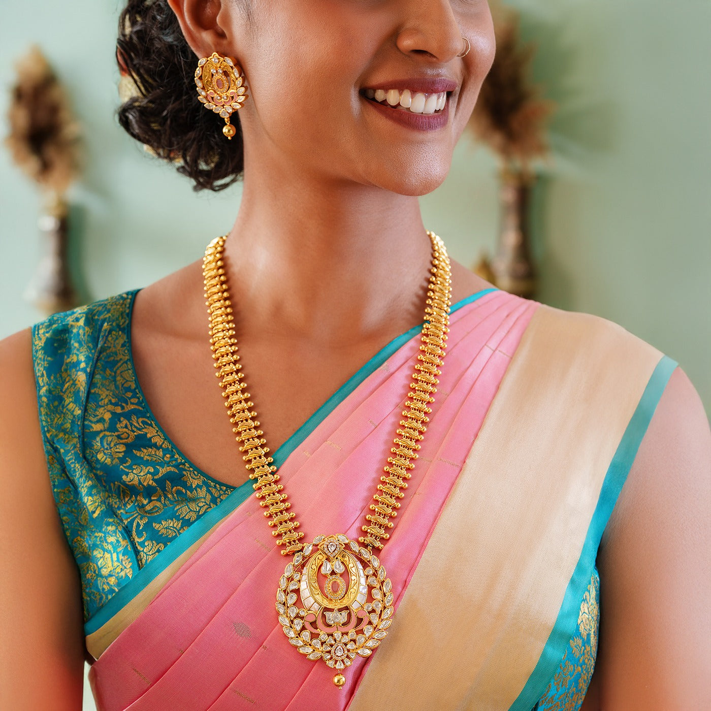 Regal Reflection Moissanite Long Necklace & Stud Set