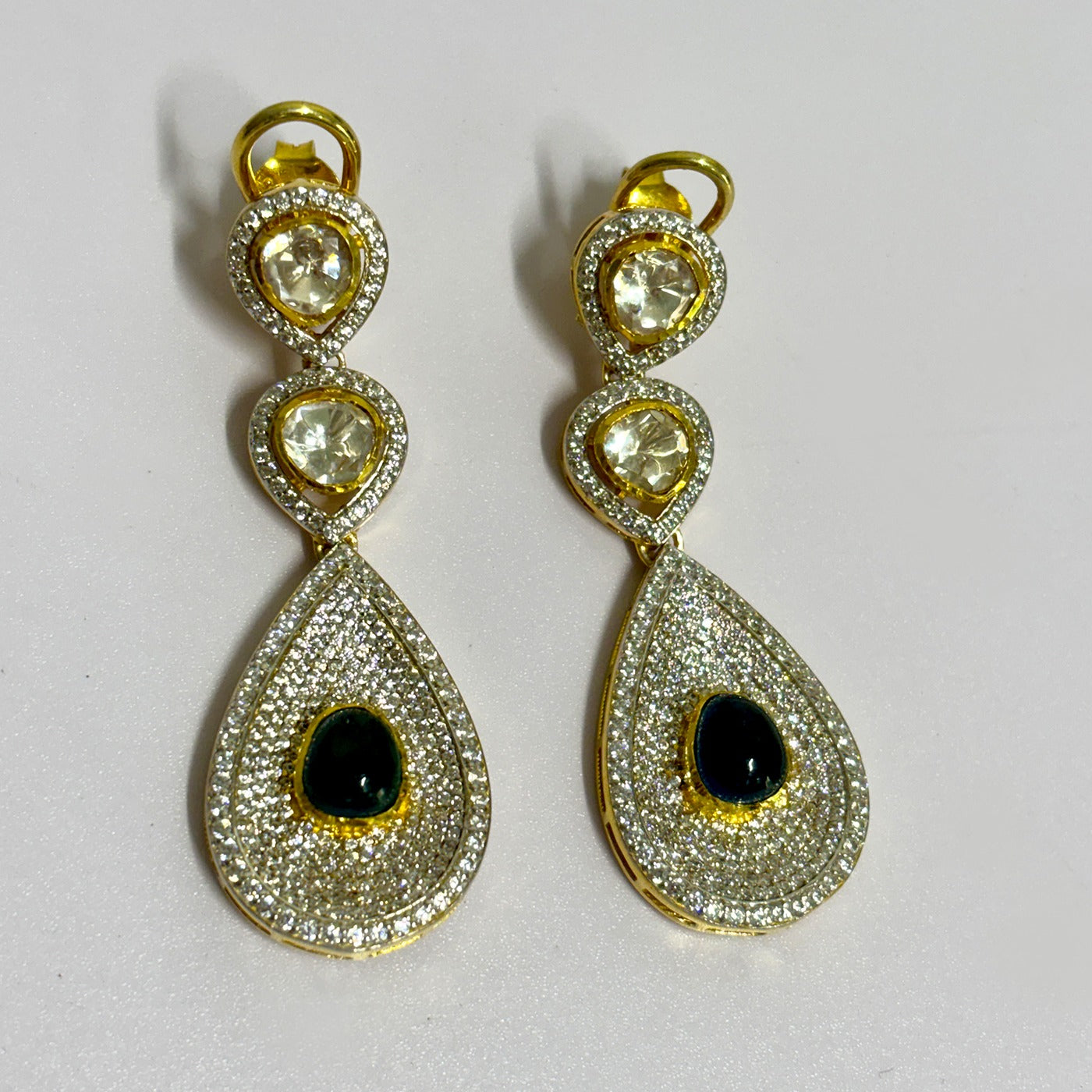 Beautiful Chandelier Earrings with Blue Stone