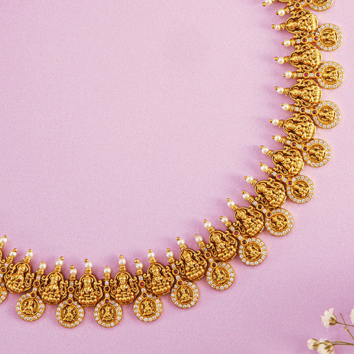 Antique Lakshmi Kasu Necklace Set - HS925