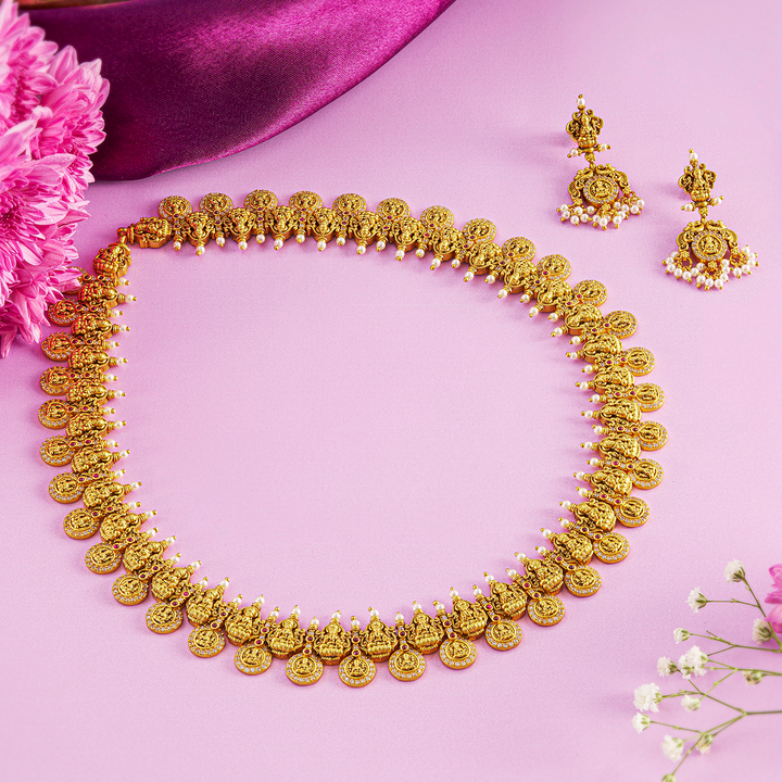 Antique Lakshmi Kasu Necklace Set - HS925