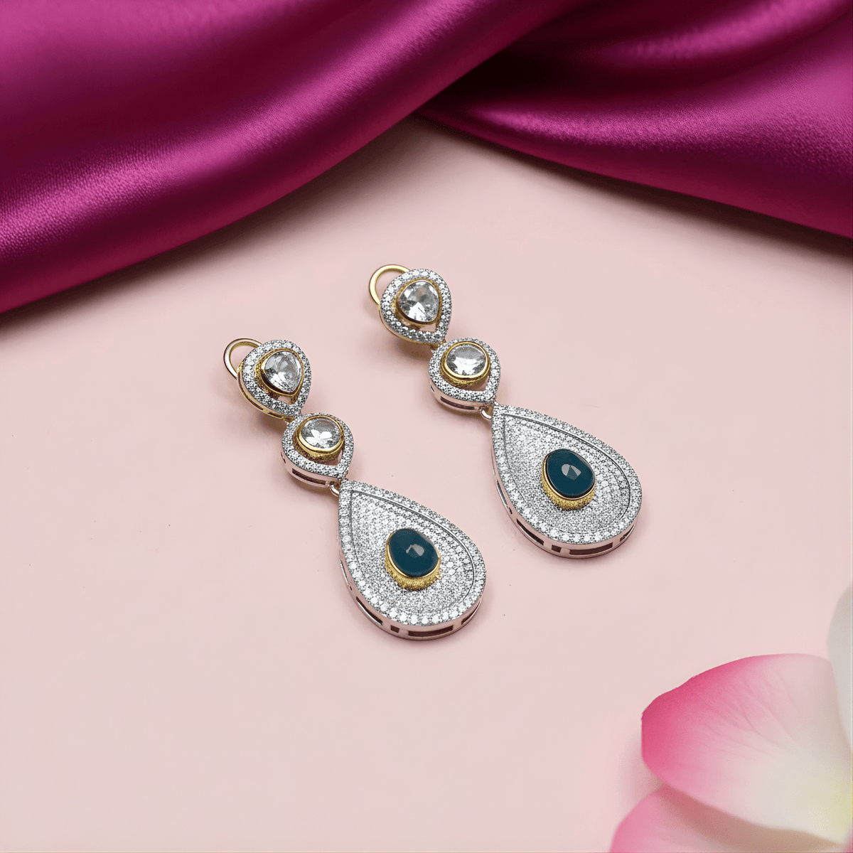 Beautiful Chandelier Earrings with Blue Stone - HS925