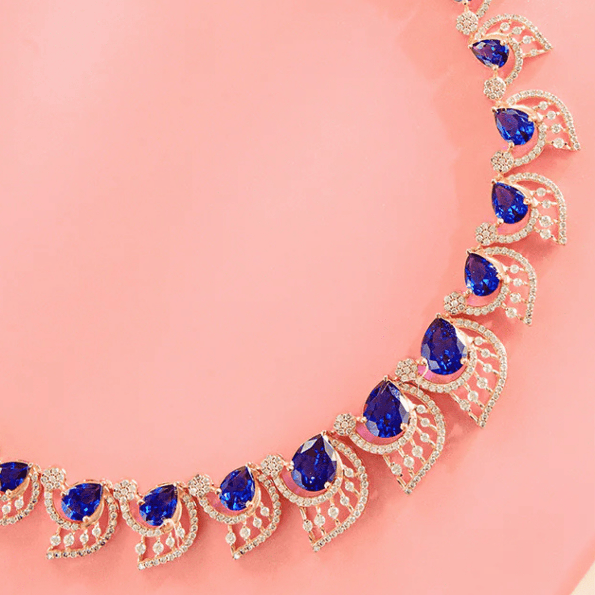 Blue Teardrop Necklace Set - HS925