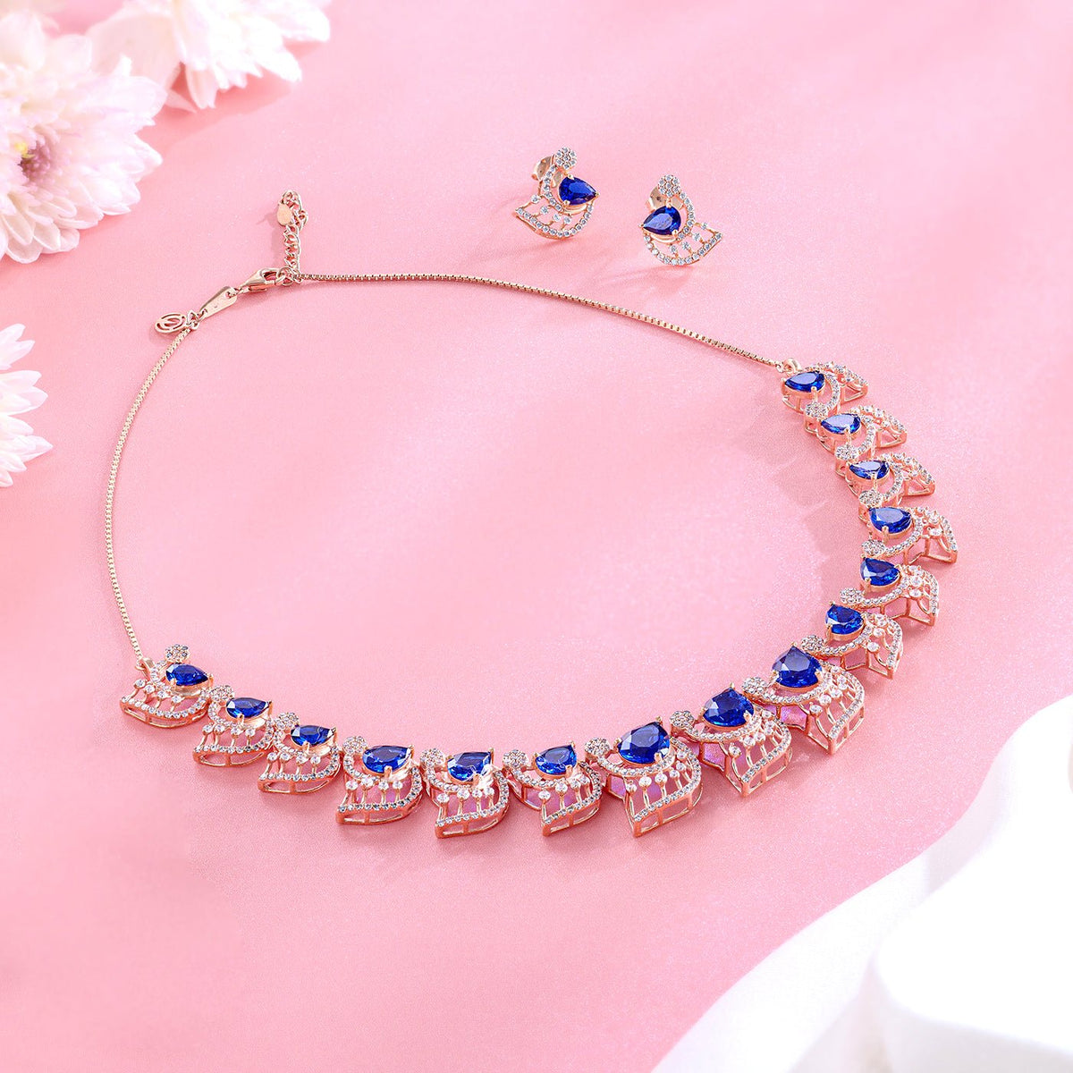 Blue Teardrop Necklace Set - HS925