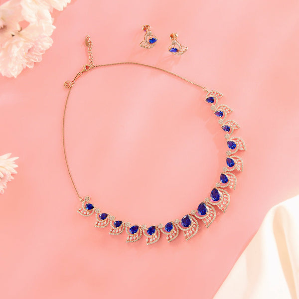 Blue Teardrop Necklace Set - HS925