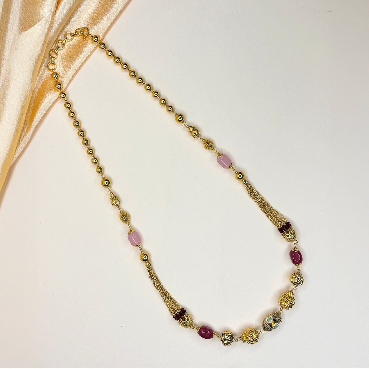 Blush Gold Mala with Semi-Precious Accents - HS925