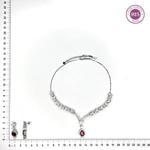 Blushing Splendour Red Teardrop Necklace & Earrings Ensemble - HS925