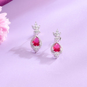 Blushing Splendour Red Teardrop Necklace & Earrings Ensemble - HS925