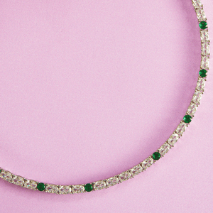 Brilliant White Stone Necklace & Earring Set in Sterling Silver - HS925