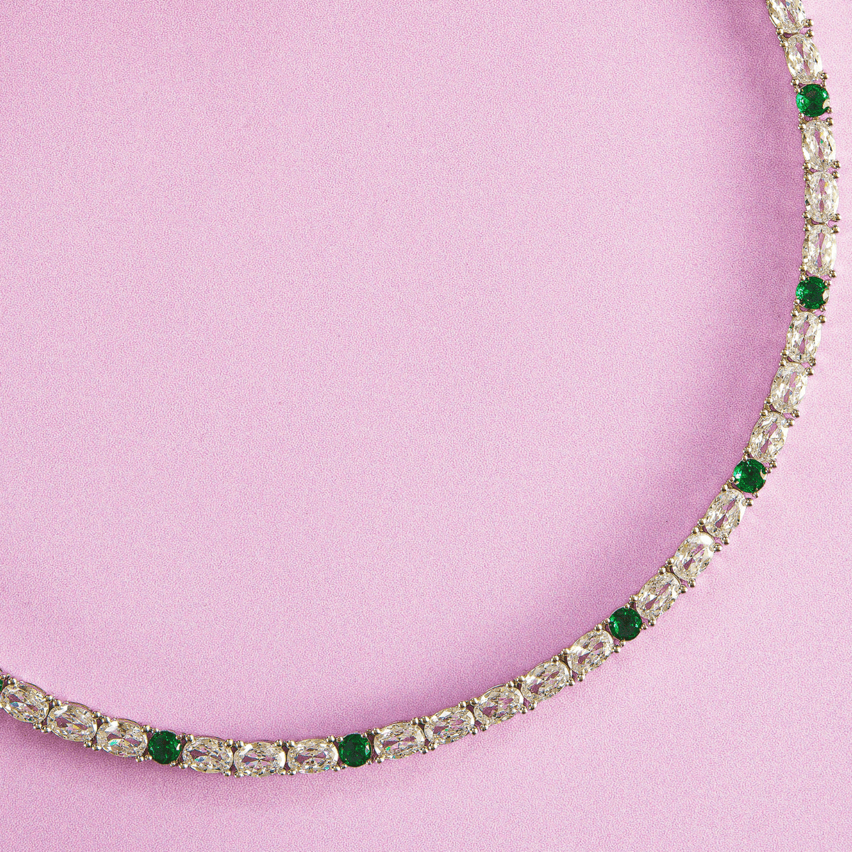 Brilliant White Stone Necklace & Earring Set in Sterling Silver - HS925