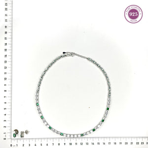Brilliant White Stone Necklace & Earring Set in Sterling Silver - HS925