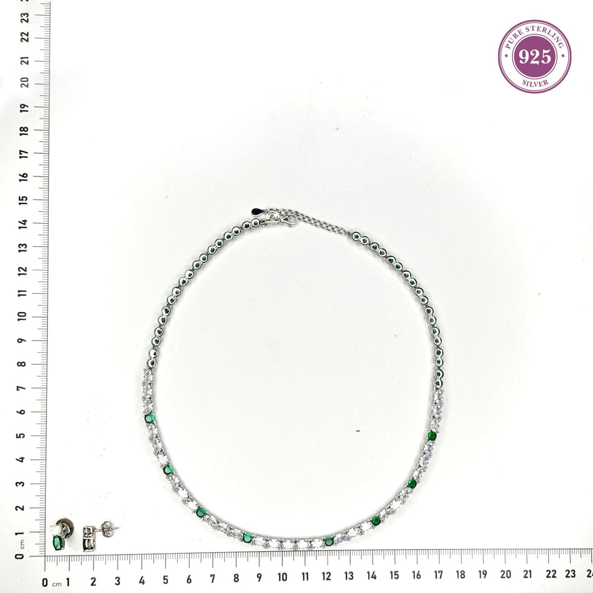 Brilliant White Stone Necklace & Earring Set in Sterling Silver - HS925