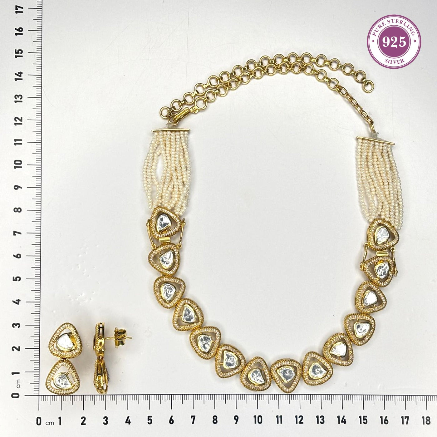 Pearl White Stone Choker Necklace Cum Bracelet Set