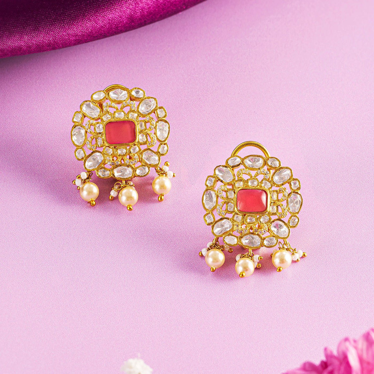 Crimson Crest Moissanite Pendant & Earrings Set - HS925