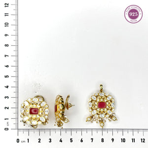 Crimson Crest Moissanite Pendant & Earrings Set - HS925