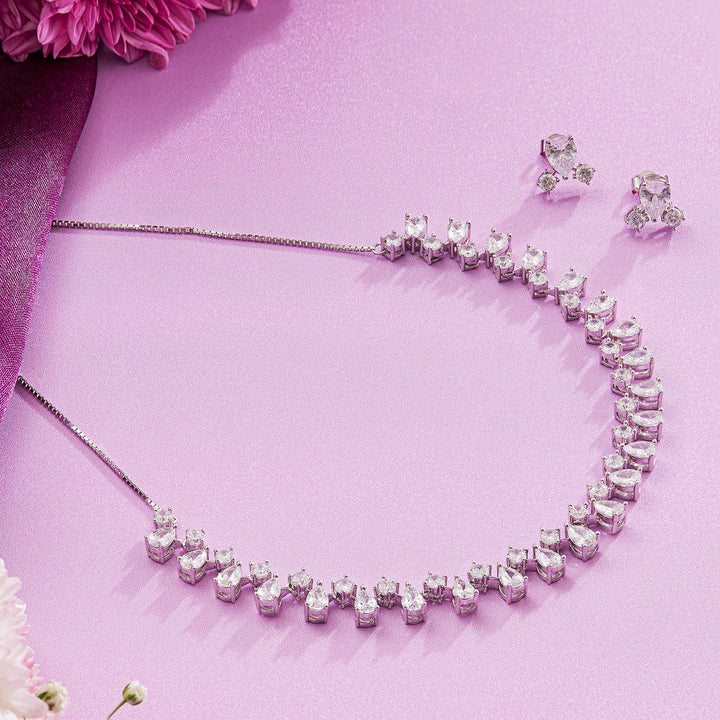 Cubic Zirconia Necklace & Earrings with Heritage Grace - HS925