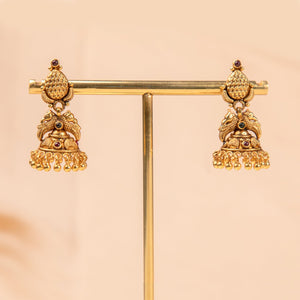 Divine Goddess Lakshmi Necklace Jhumki Set - HS925