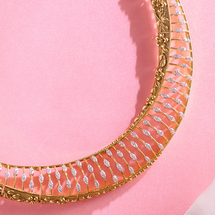 Elegant Gold-Plated White Stone Necklace Set - HS925