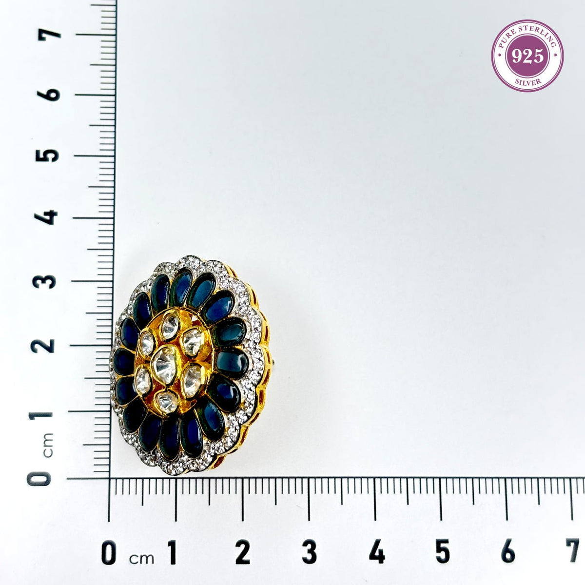 Elegant Moissanite Blossom Stud Earrings - Blue & White - HS925