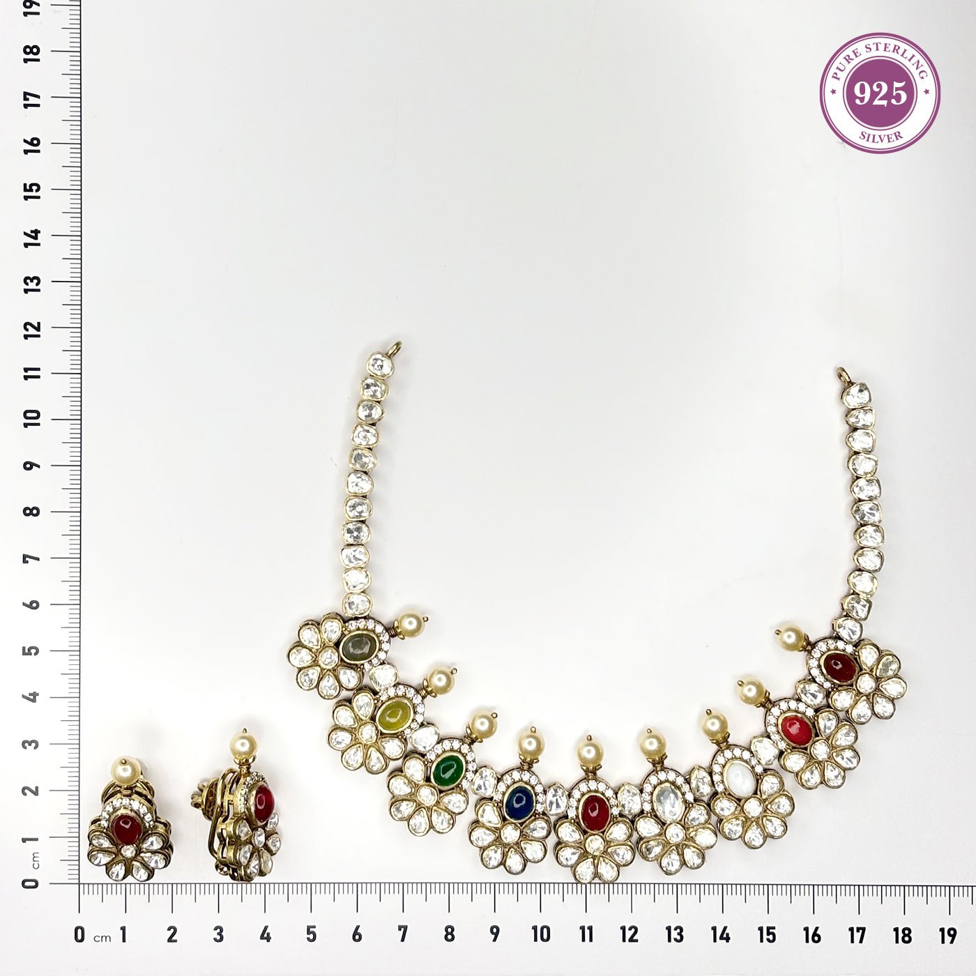 Elegant Navratna Necklace Set - HS925
