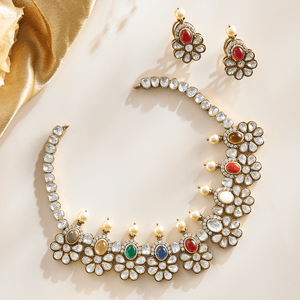 Elegant Navratna Necklace Set - HS925