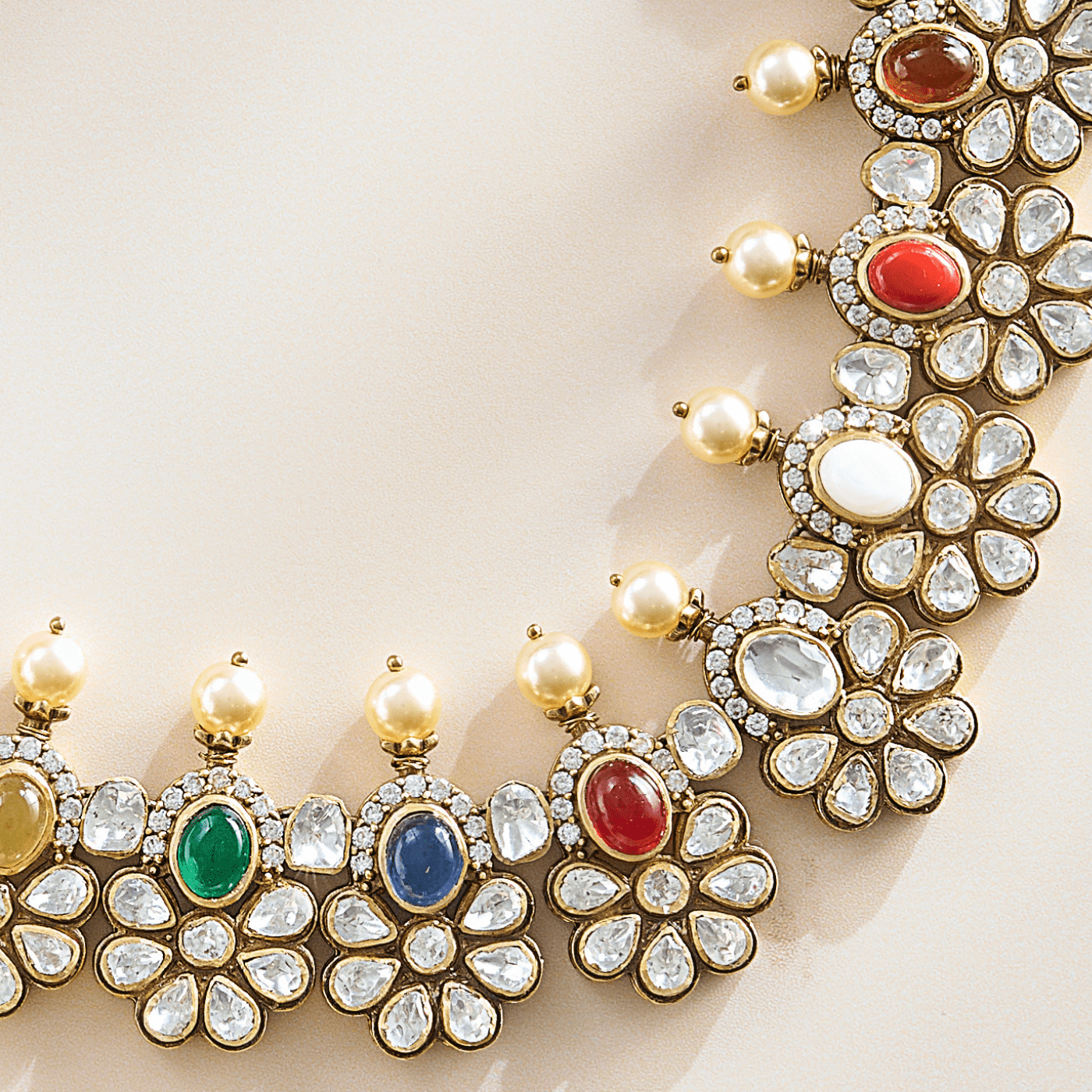 Elegant Navratna Necklace Set - HS925