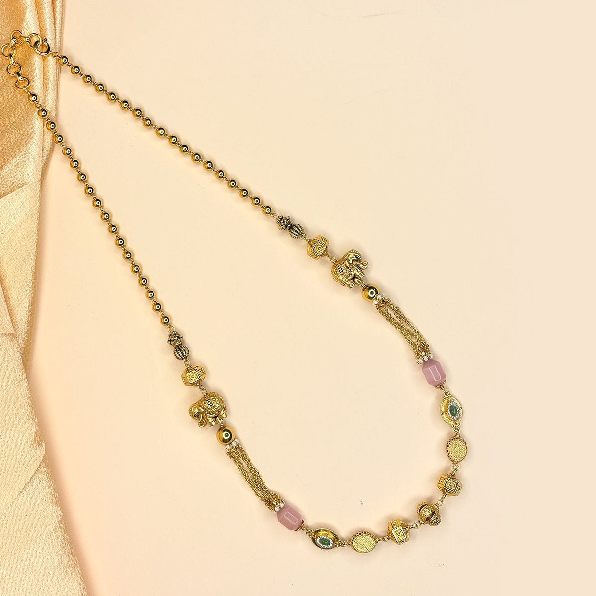 Elephant Bloom Mala with Gold Accents - HS925