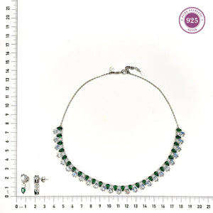 Emerald Radiance Green Stone Bridal Necklace & Earrings - HS925