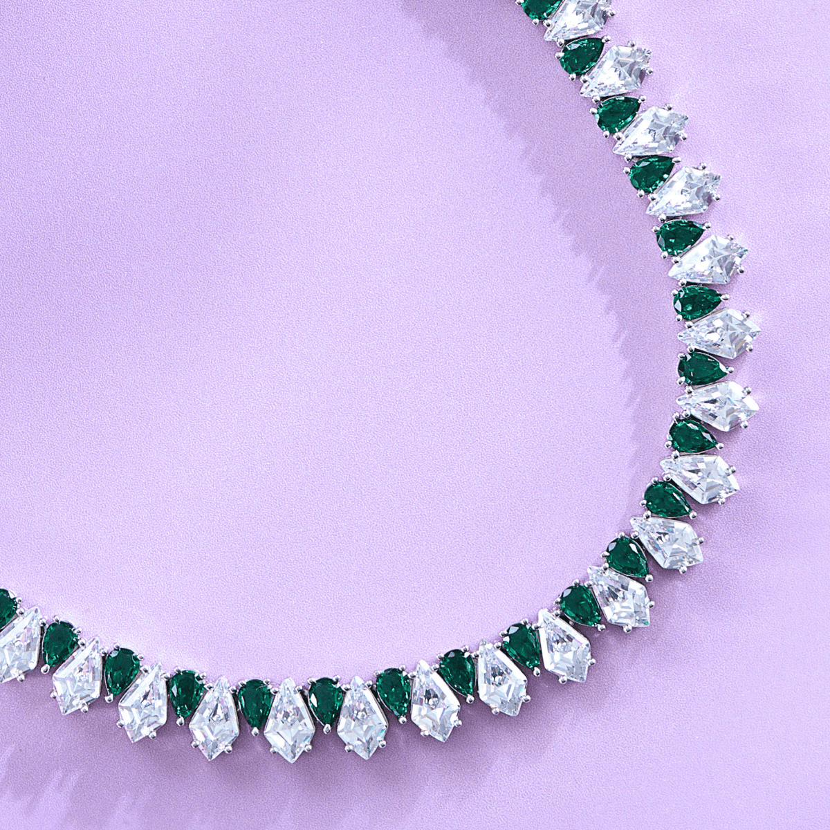 Emerald Radiance Green Stone Bridal Necklace & Earrings - HS925