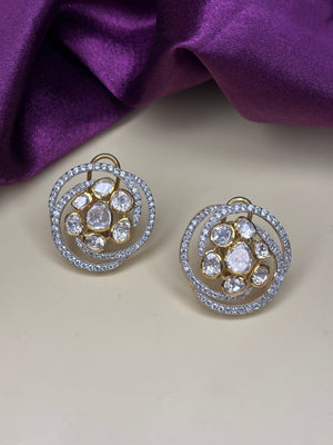 Floral Polki Stud Earrings - HS925