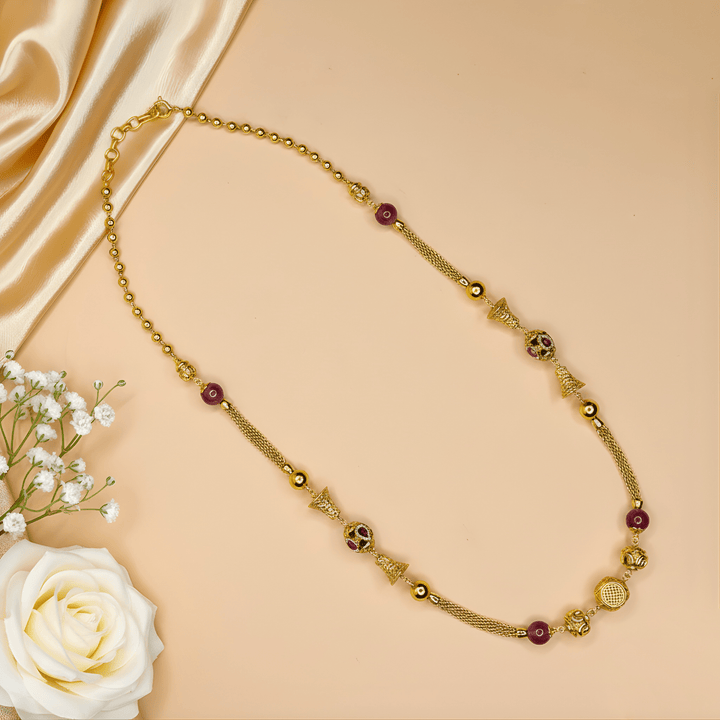 Fuchsia Shine Mala with Gold Accents - HS925