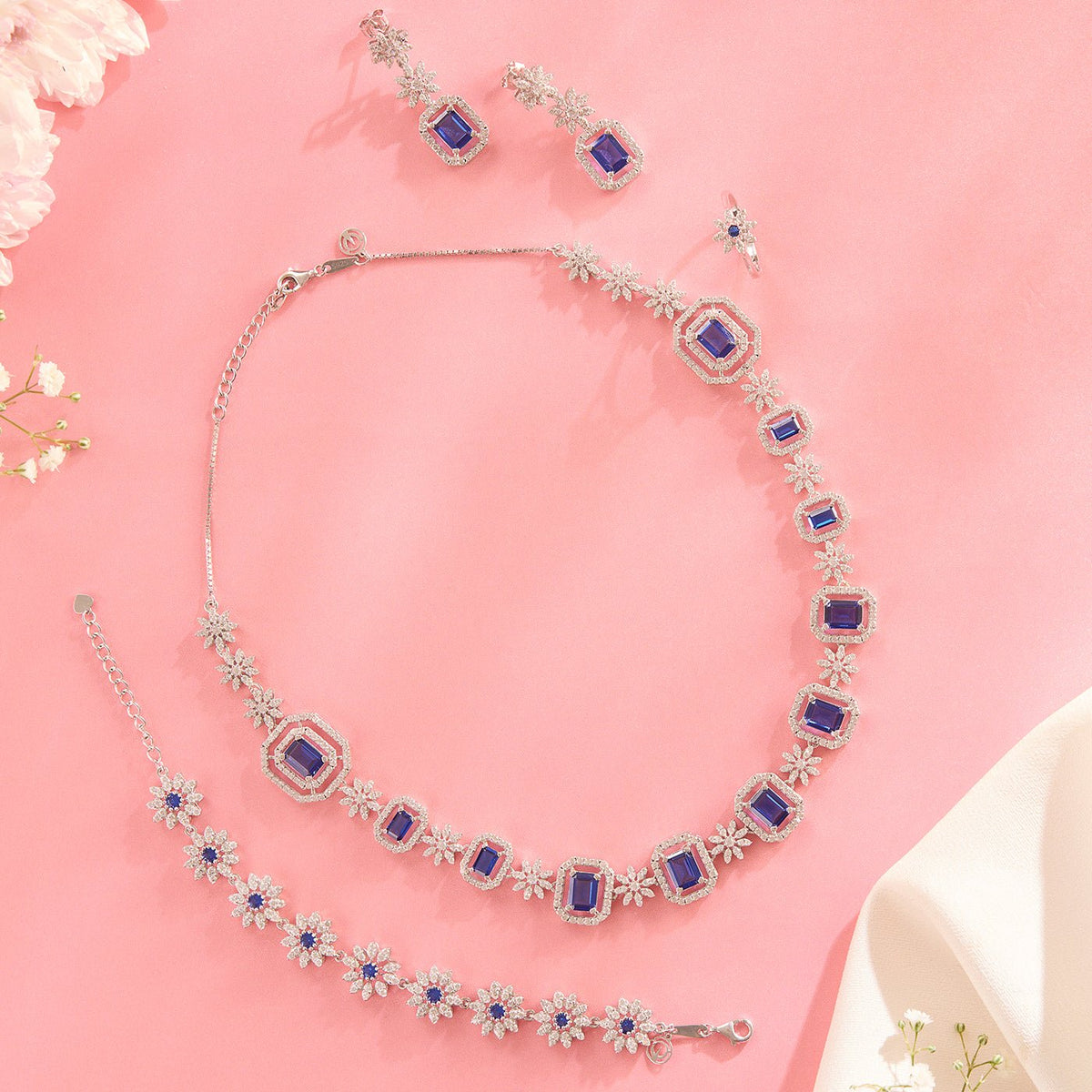 Garden of Twilight Blue Stone Bridal Jewellery Set - HS925